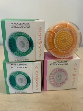 Brand New Clarisonic Brush Heads 6 Pack: Acne, Exfoliating & Radiance- Sealed